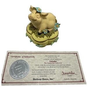 Heritage House Melodies County Fair Pig Music Box Trinket Box If You Love Me